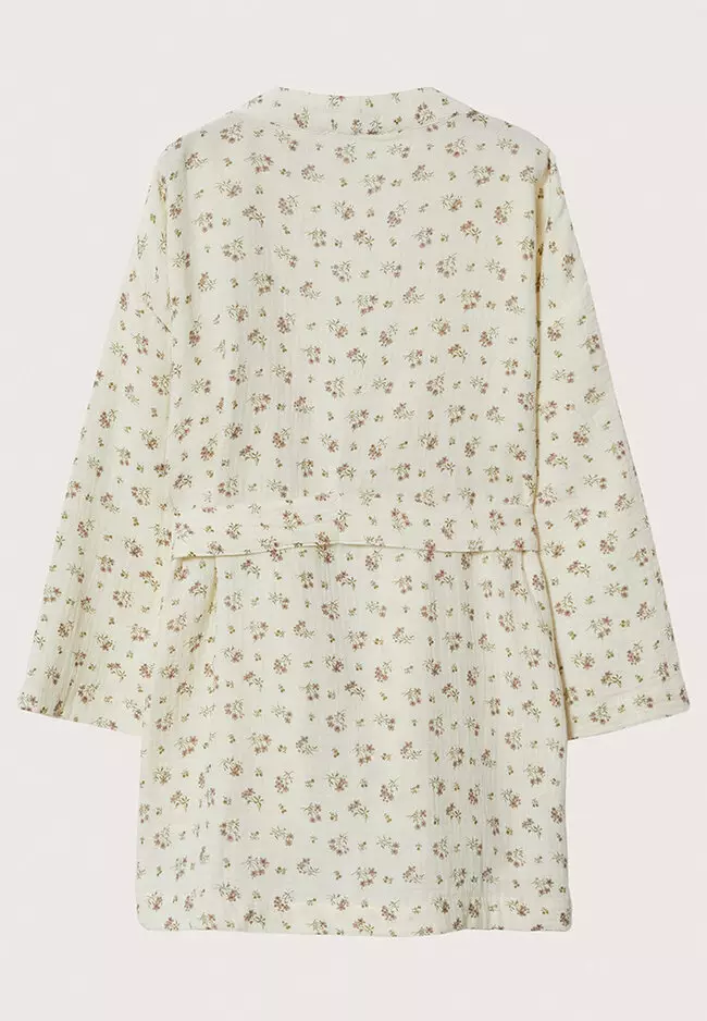 Floral Cotton Tie Kimono