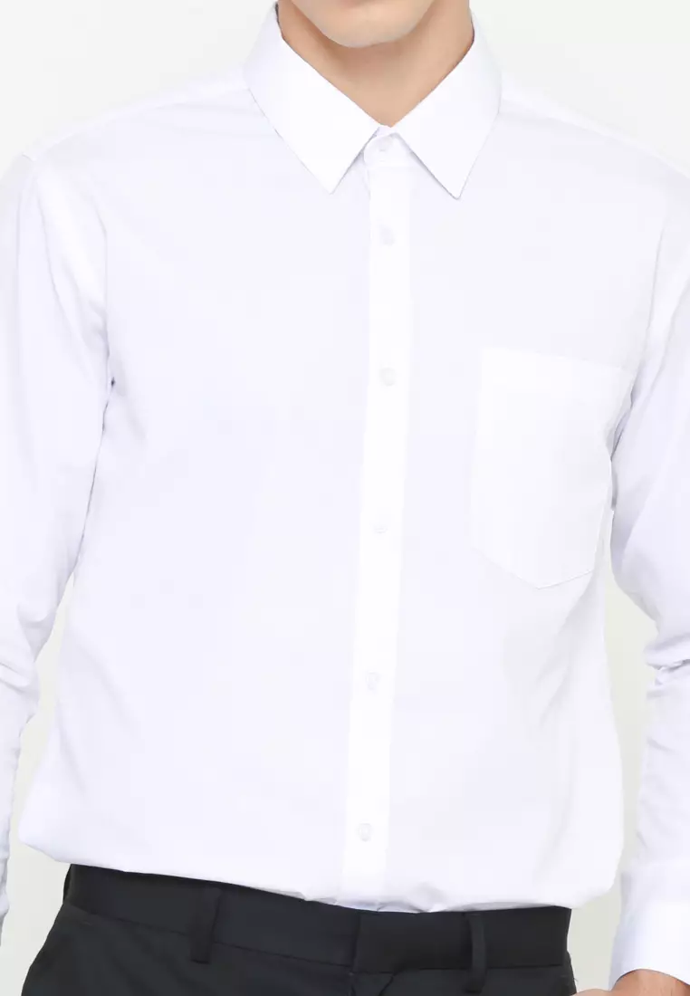 MEN'S WHITE SLIM FIT LONG SLEEVE SHIRT