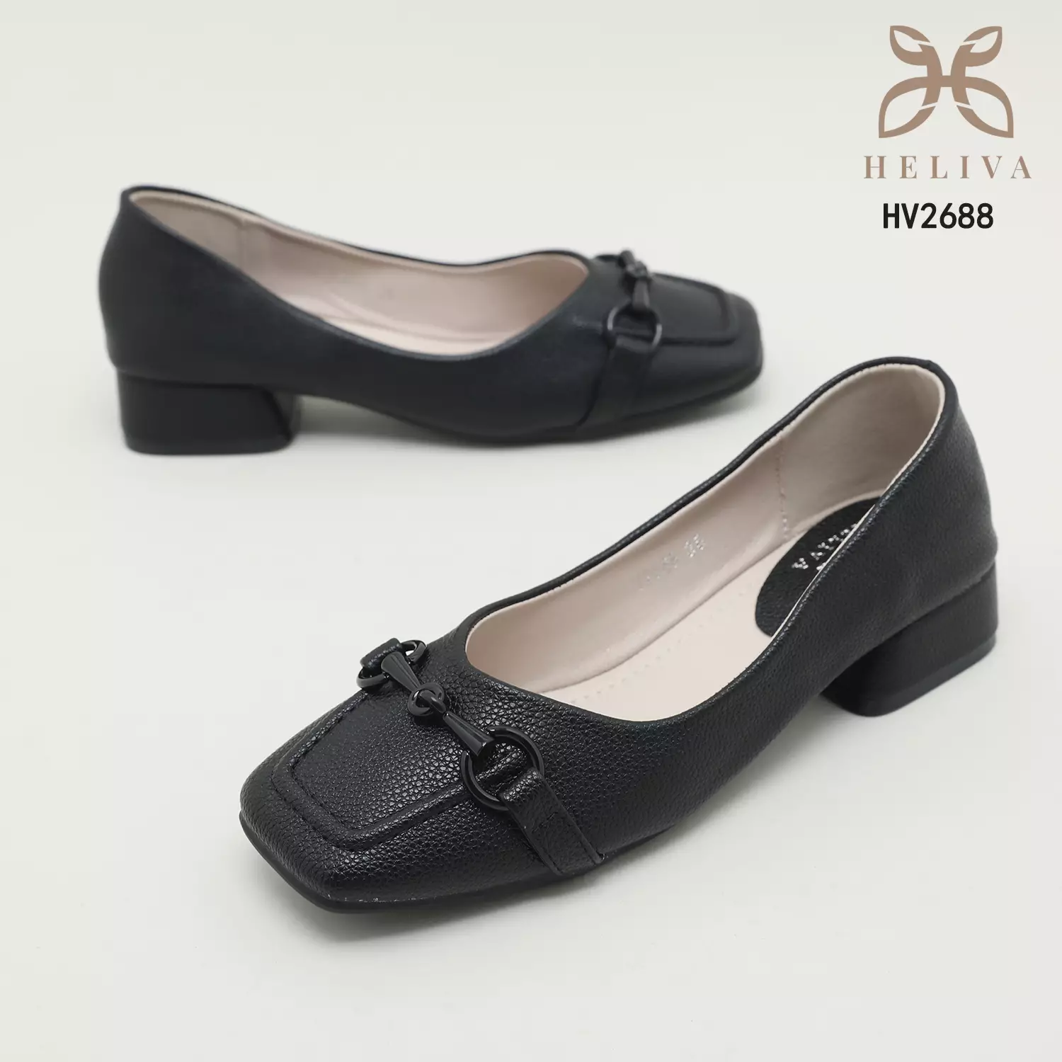 Heliva Zaskia Mid Block Heels Office Ladies Square Toe