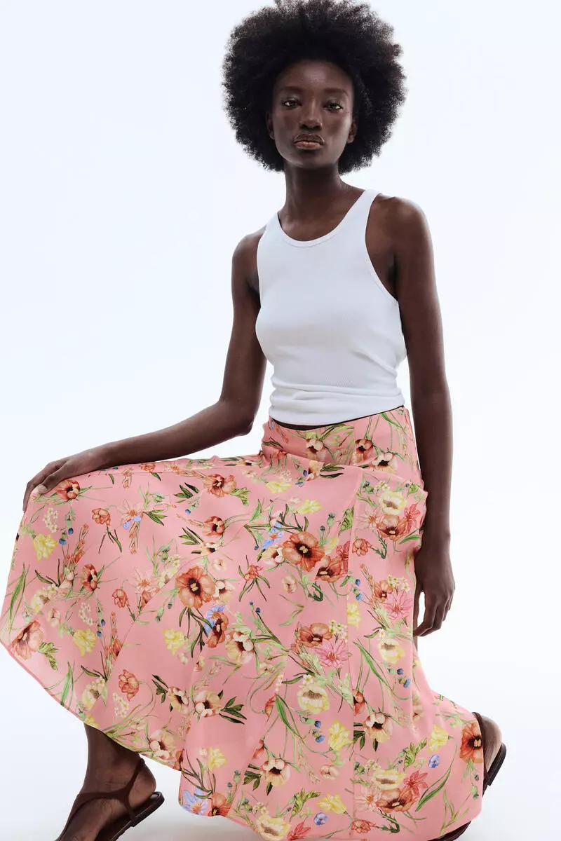 Pleated viscose skirt