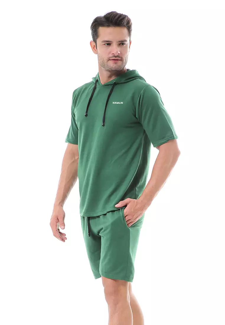 Vincent Setelan Hoodie Pria Sweatshirt Set Casual Motif Polos Material Baby Terry ORIGINAL - Green