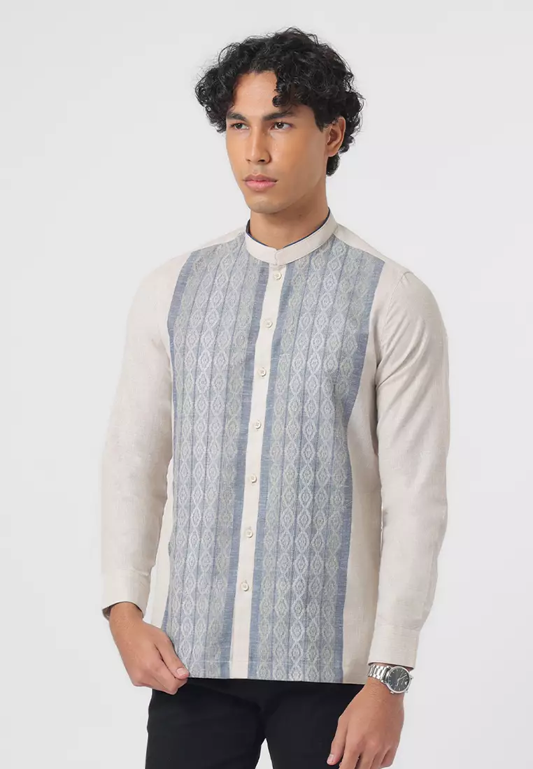Kemeja Koko Pria Lengan Panjang KAFFAH BEIGE Baju Muslim Pria