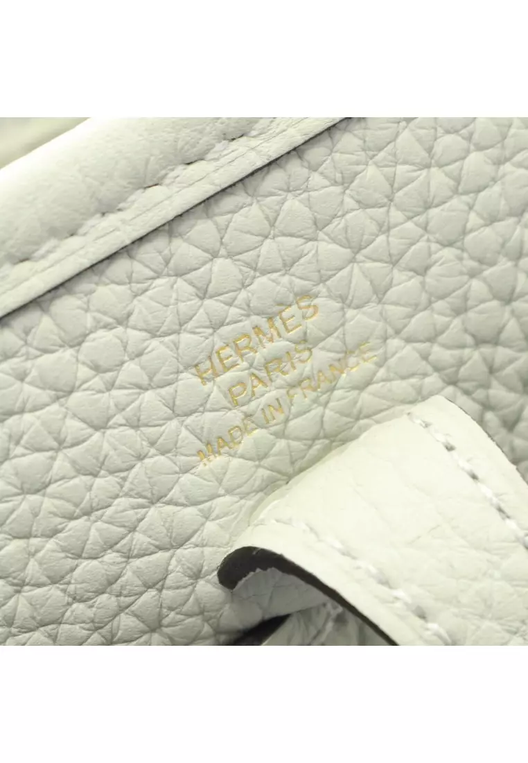 Pre-Loved Hermès Evelyn TPM Grineve Shoulder bag Clemence leather Light green gold hardware B stamp