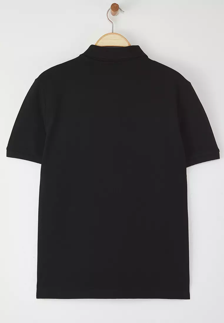 Eagle Embroidery Detailed Polo Neck T-Shirt