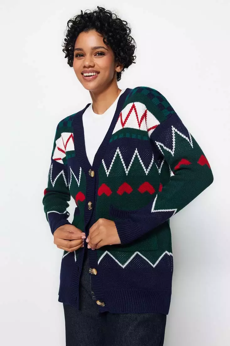 Geo print cardigan discount