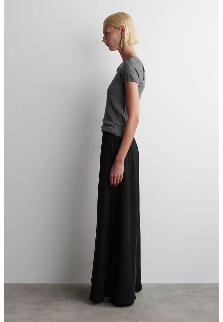 TWILL PALAZZO TROUSERS