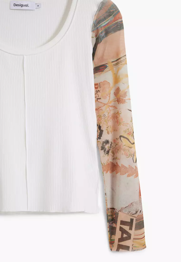 Chiffon sleeve T-shirt
