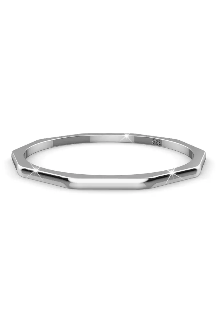 Solid 925 Sterling Silver Geometric Stacking Ring
