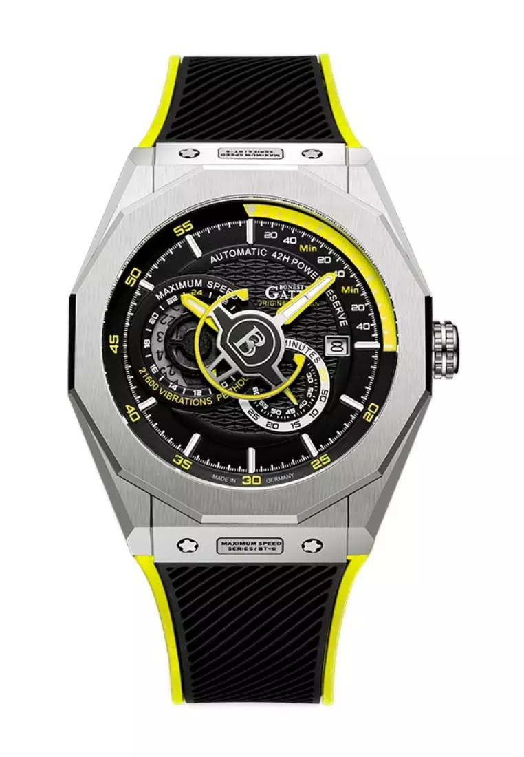 Automatic Unisex Stainless Steel Watch, Rubber Strap