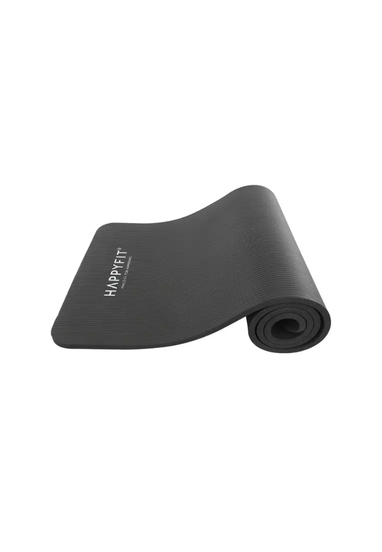 HAPPYFIT Yoga Mat Polos NBR 15mm Free Strap Black