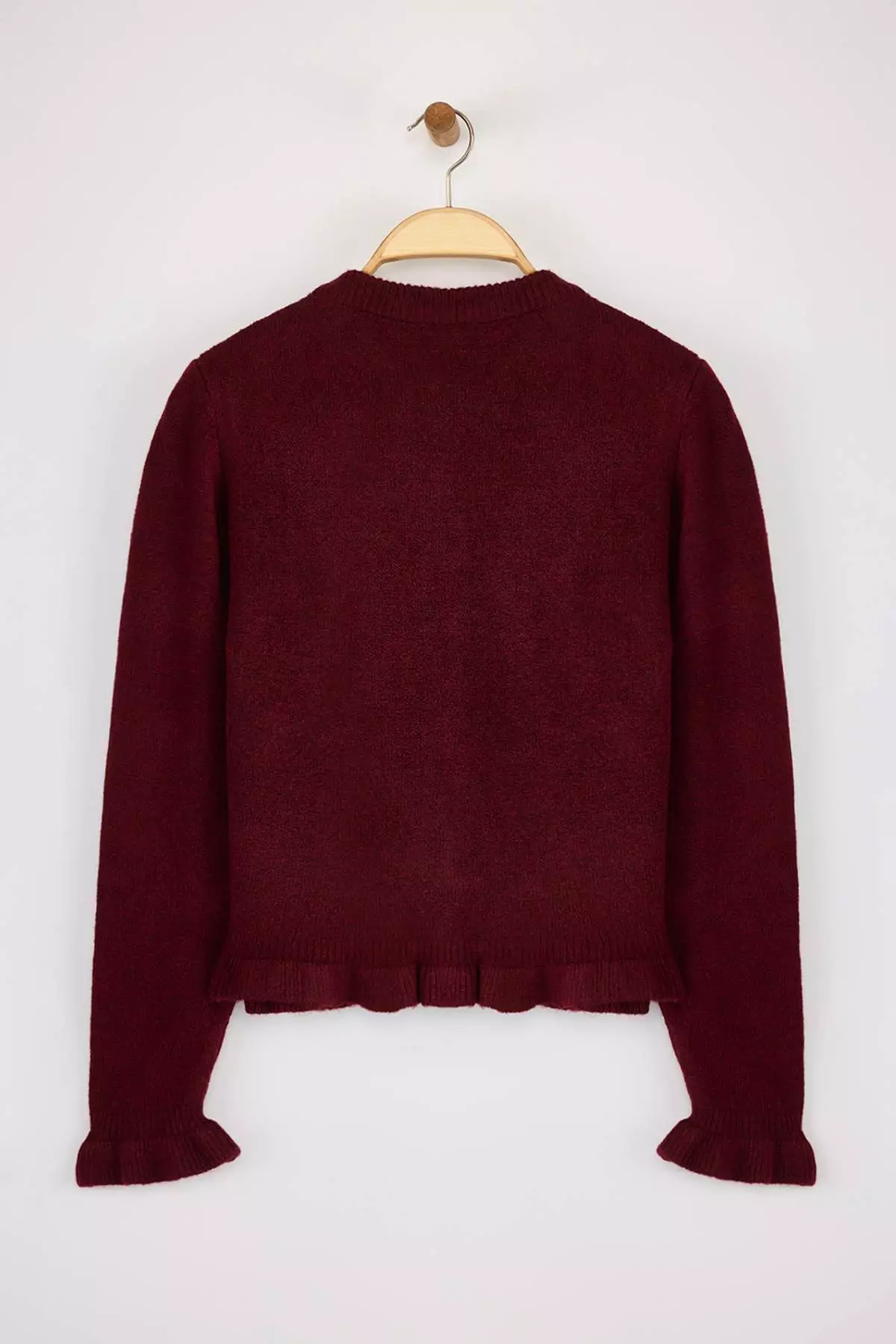 Burgundy Button Detailed Soft Textured Knitwear Cardigan