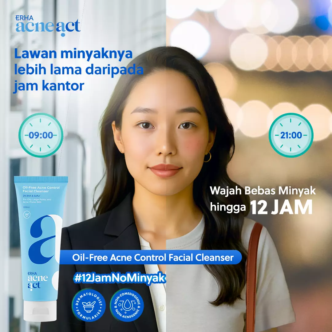 ERHA Acneact Oil-Free & Acne Control Cleanser - Sabun Wajah Kulit Minyak & Jerawat | BHA | Sulfur