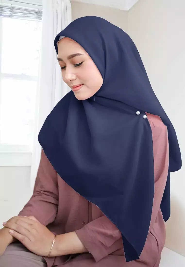Cotton Bee - Shanara Instan | Hijab Segiempat Resleting - Deep Navy