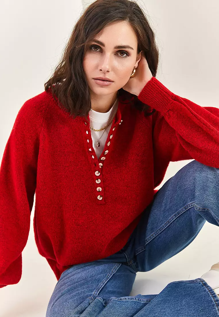 Raglan Sleeves Knit Sweater