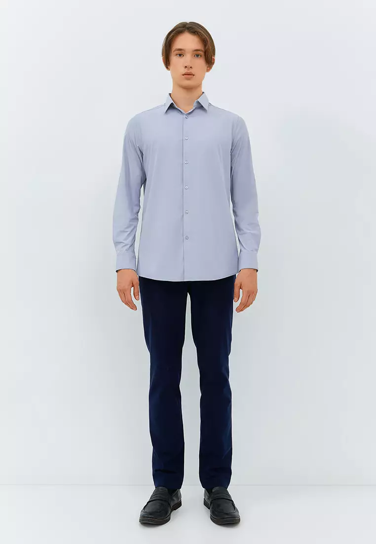 Jobb Beverly Kemeja Pria Lengan Panjang Slim Fit Light Grey