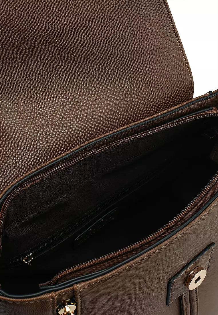 Saffiano Backpack With Flap Over