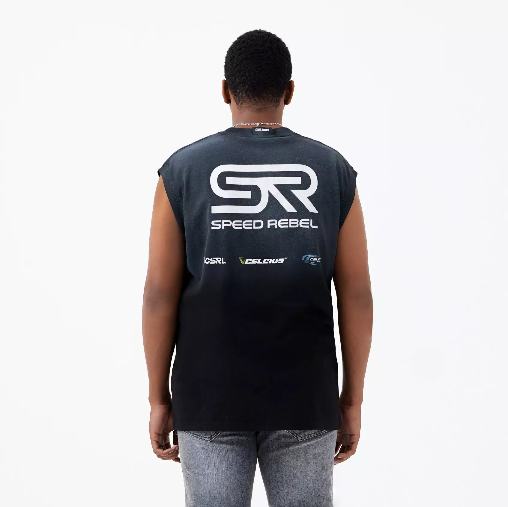 CELCIUS Speed Rebel Kaos Sleeveless Graphic Wash LIN001402C Hitam