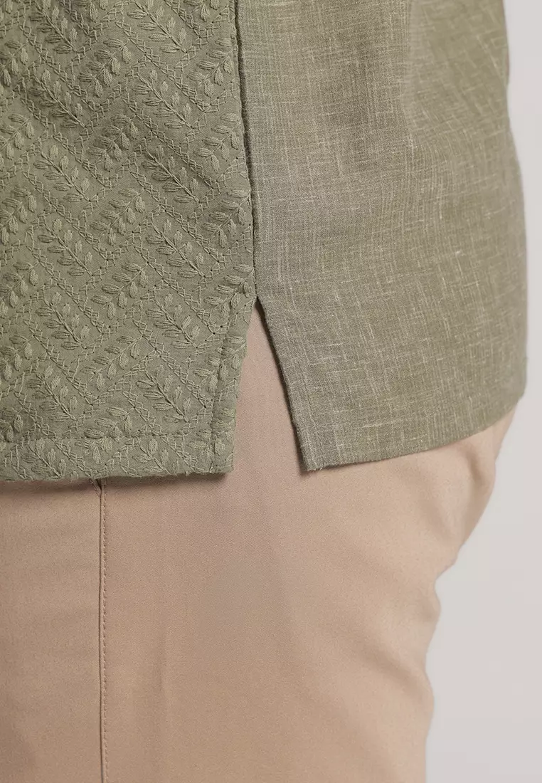 MOC Kemeja Koko Lengan Panjang Pria Syahid - Olive