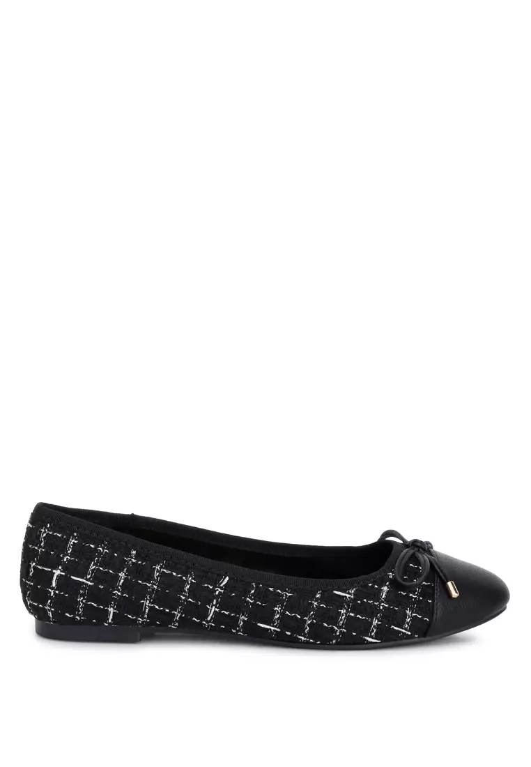 Discount on London Rag  shoes - SKU: Black Plaid Tweed Ballet Flats