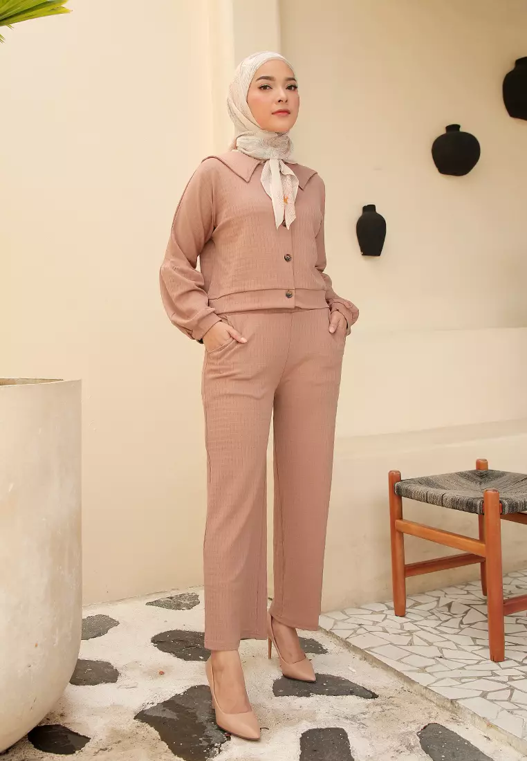 Daneen Waffle Oneset | Setelan Wanita Simple - Baked Clay