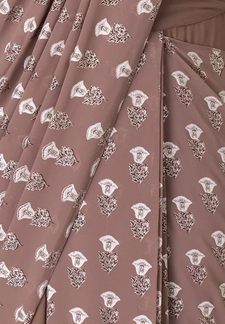 Dusty Pink Floral Boota Sari Skirt