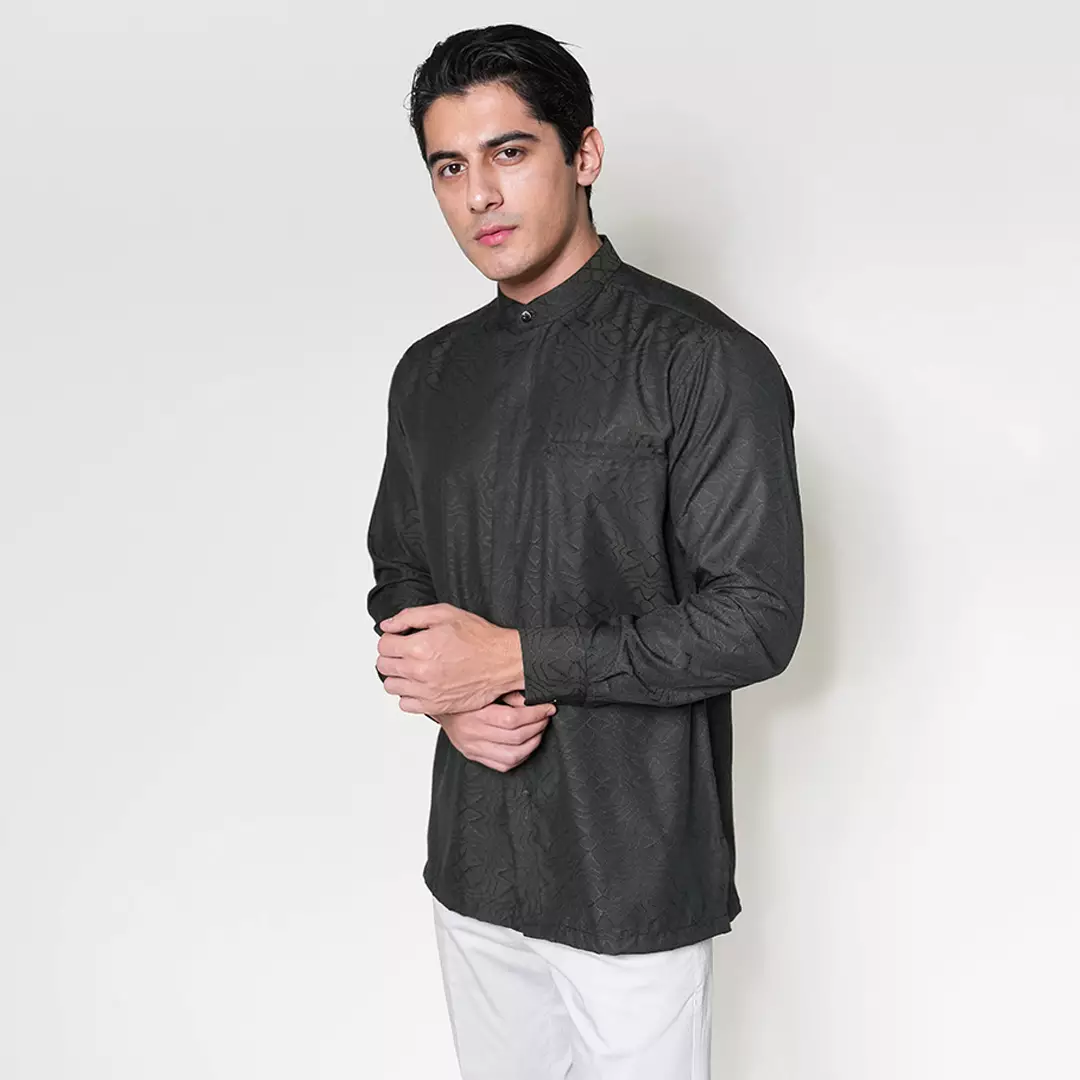 Casella Baju Koko Pria Lengan Panjang Motif Elegan | Baju Koko Yusuf 9995 Black
