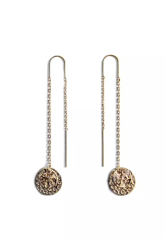 Textured Coin Pendant Earrings