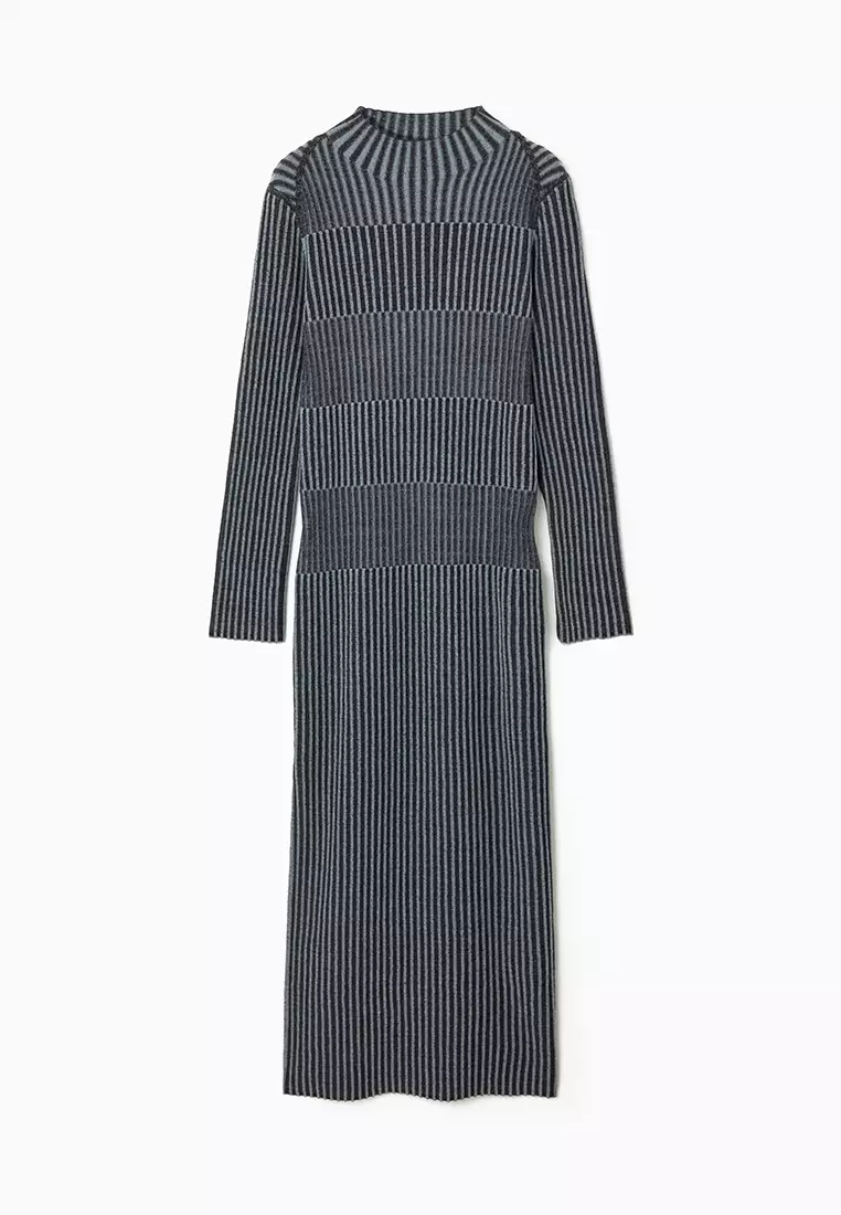 Buy COS Striped Ribbed-Knit Midi Dress 2025 Online | ZALORA