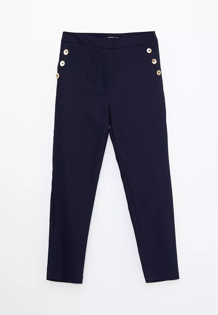 Buy LC WAIKIKI Women High Waist Navy Blue Trousers online