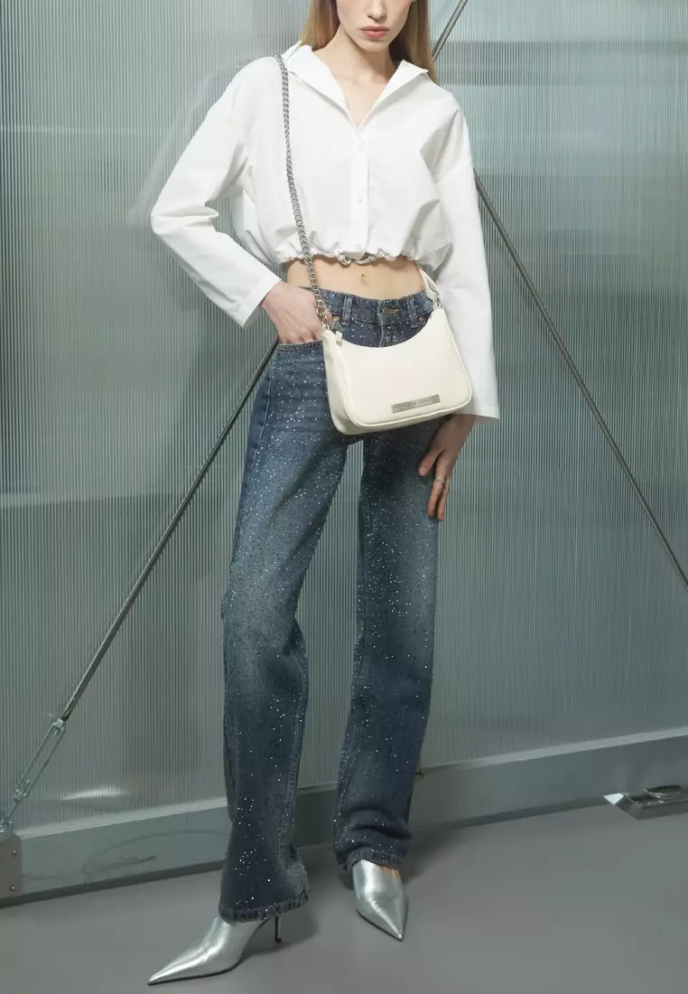 SAGE Vegan Leather Crossbody Bag Cream