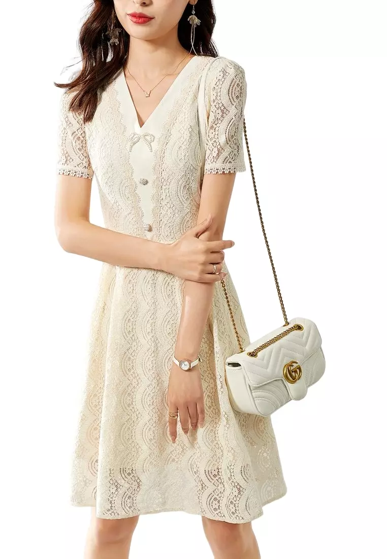 Buy OUNIXUE Temperament Ol Lace Hollow Dress 2024 Online ZALORA