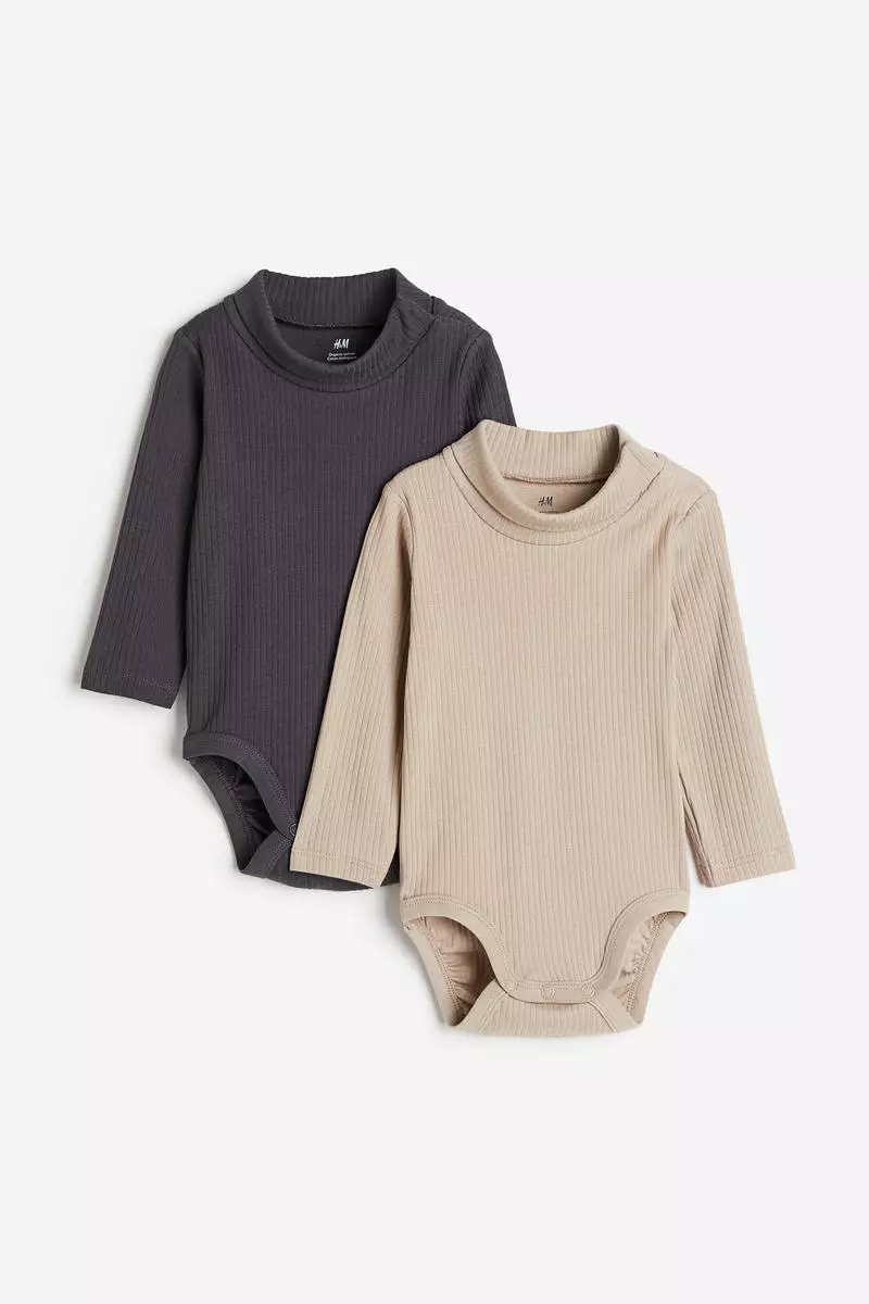 2-pack ribbed polo-neck bodysuits