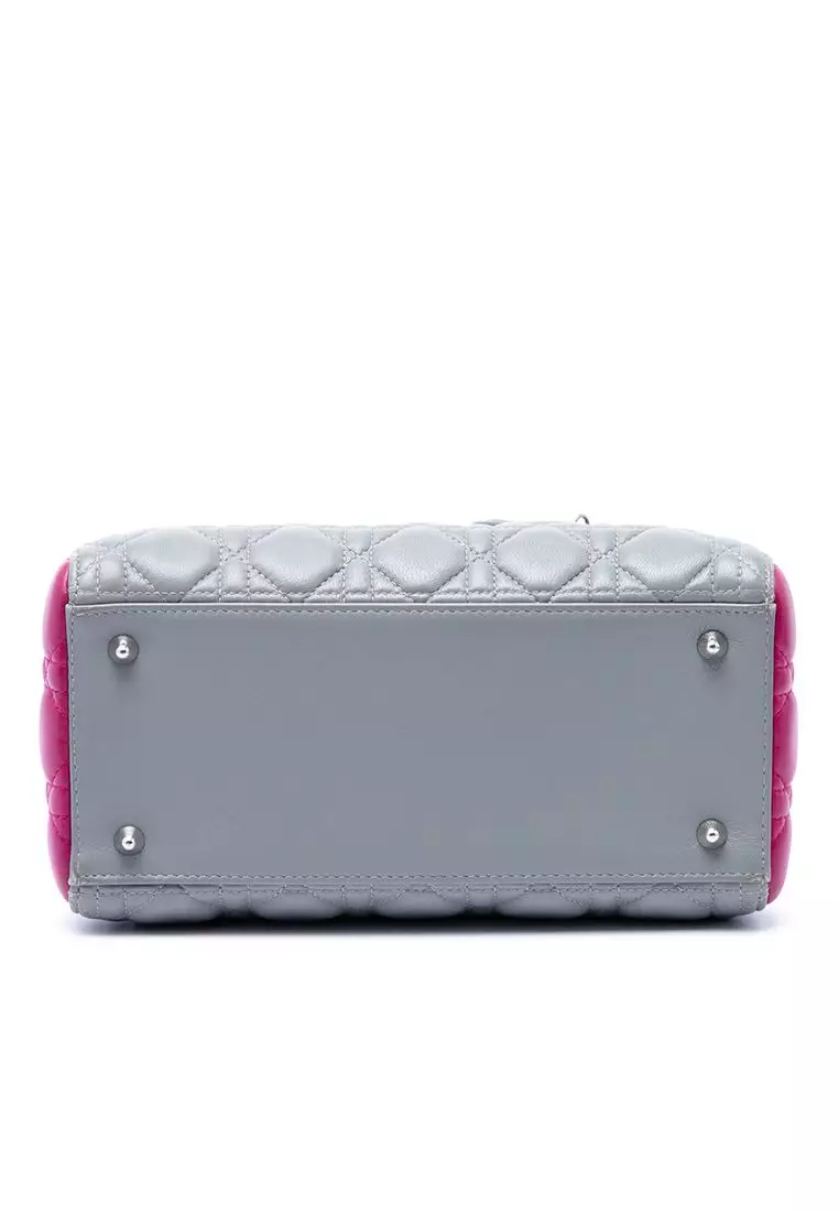 Pre-Loved Dior Medium Bicolor Lambskin Cannage Lady Dior