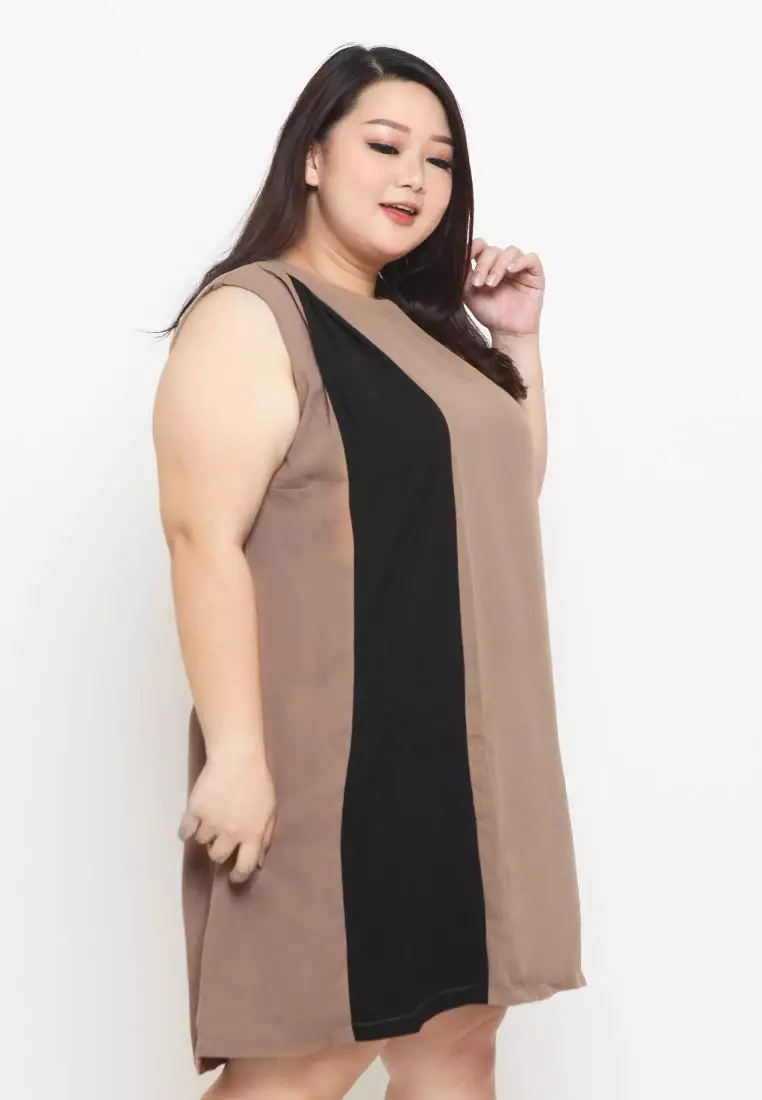 Plus Size Dress Avina Brown/Black