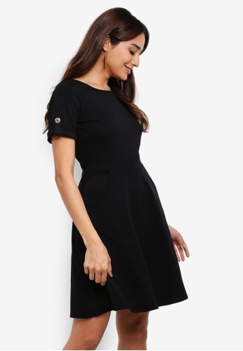 black shirt dress short sleeve