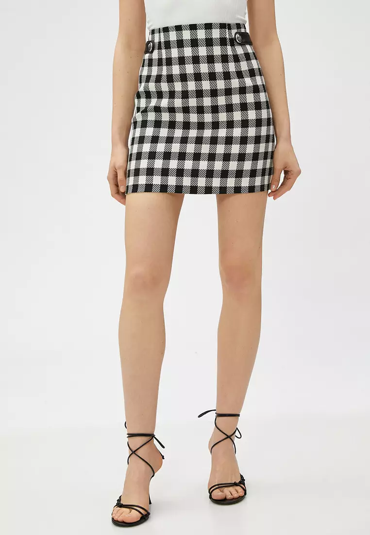 andmary Lotta check mini skirt（Checkered mini skirt for