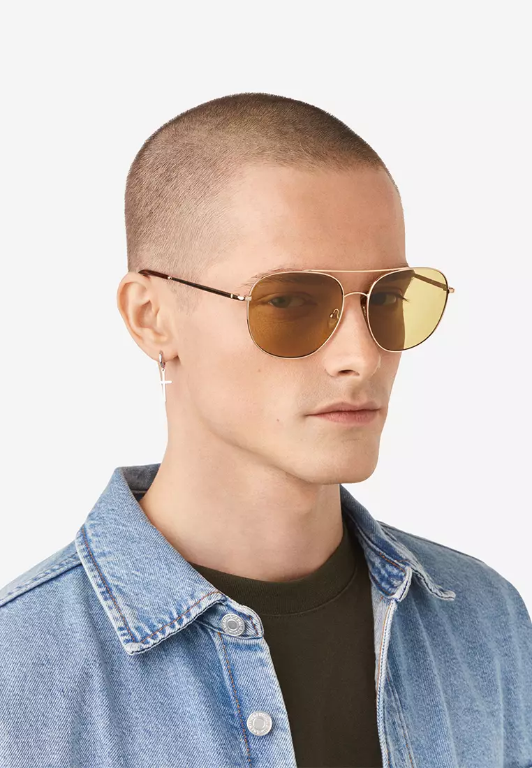 HAWKERS Light Gold Matcha Swag Sunglasses For Men And Women, Unisex. Official Product Designed In Spain