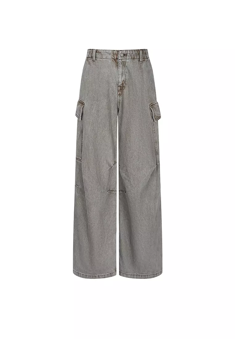 Workwear Rolled Hem Denim Extra Long Pants