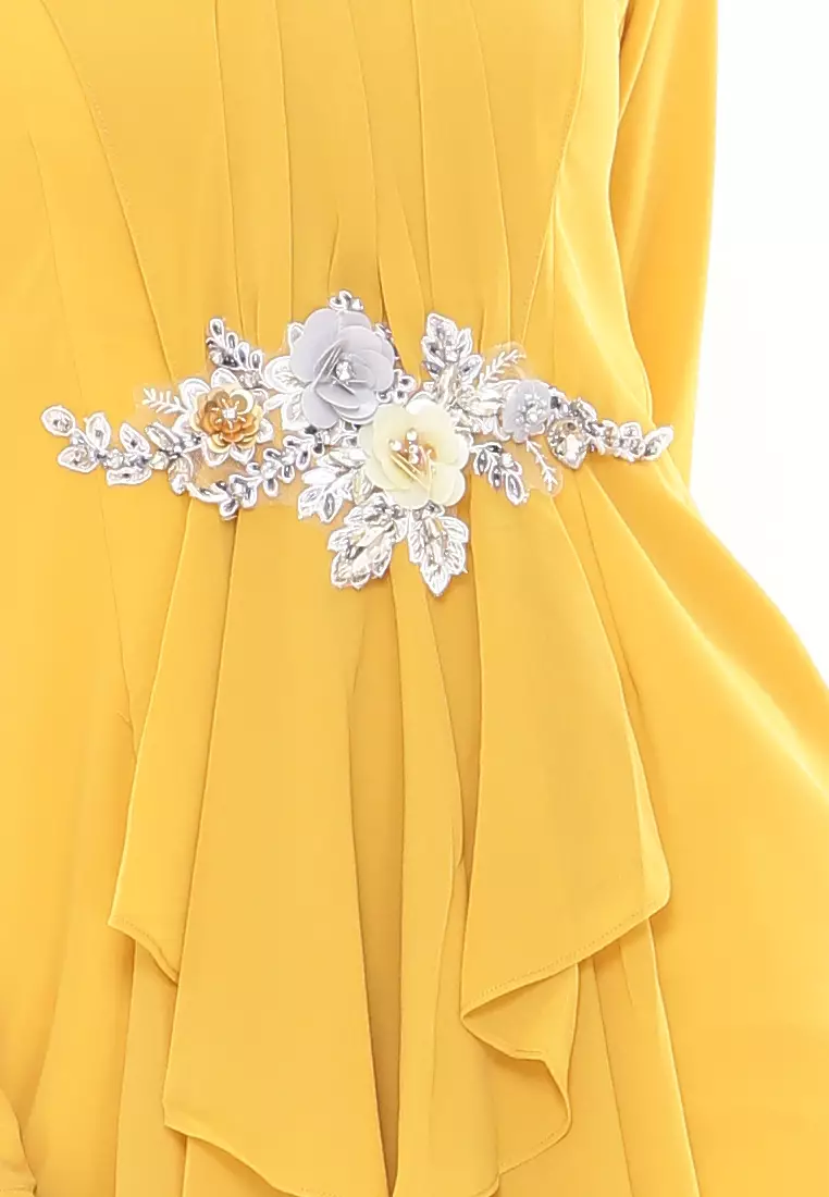 Patricia Pleated Kurung Modern in Lemon Yellow