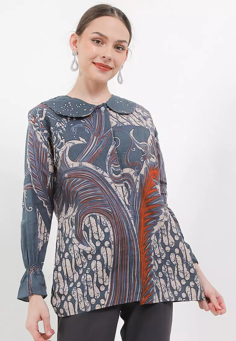 Wulu Blouse Batik Premium Wanita Casual Modern