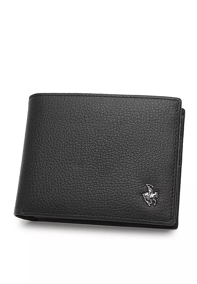 Genuine Leather RFID Blocking Short Wallet - Black
