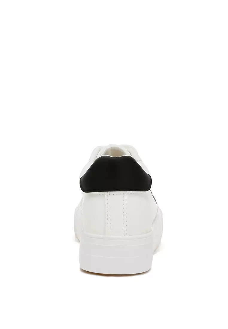 Glitter Patch Chunky Sneakers In White/Silver