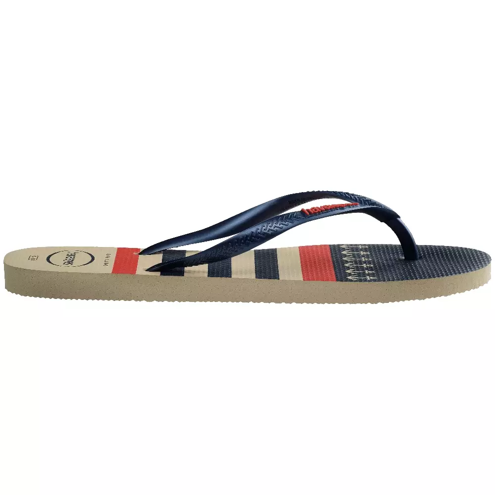 [ONLINE EXCLUSIVE] Havaianas 8009 Slim Nautical - Beige/Navy Blue - Sandal Wanita