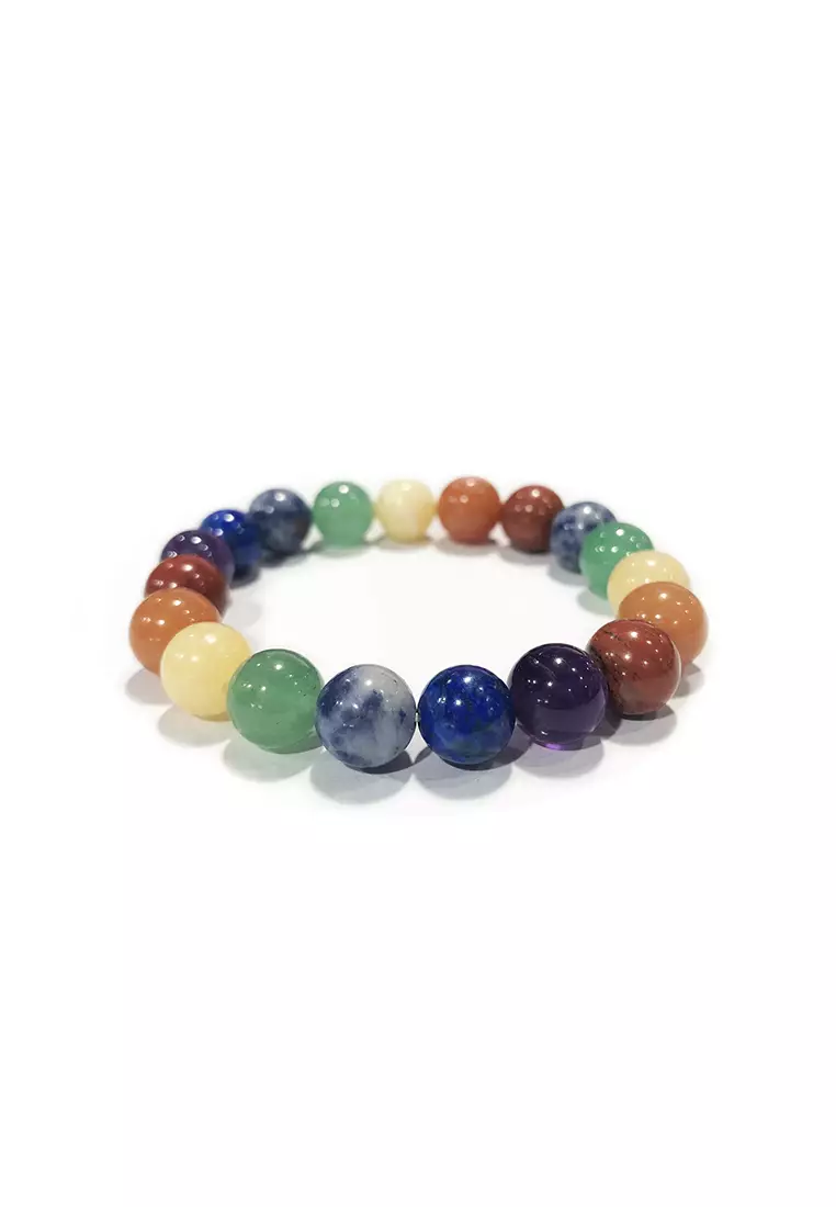 Sikla 100% natural 10MM 7 chakra spar bracelet Colorful Energy