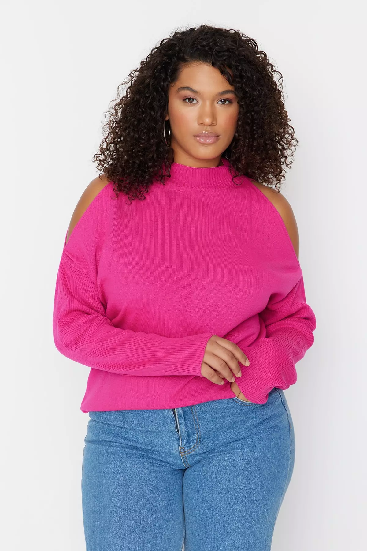 Plus Size Cut Out Detailed Knitwear Sweater