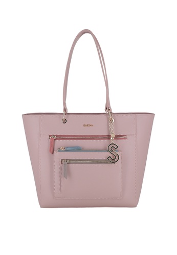 SEMBONIA pink Multi-Zipper Pocket Large Tote Bag 00420ACC1AF57AGS_1