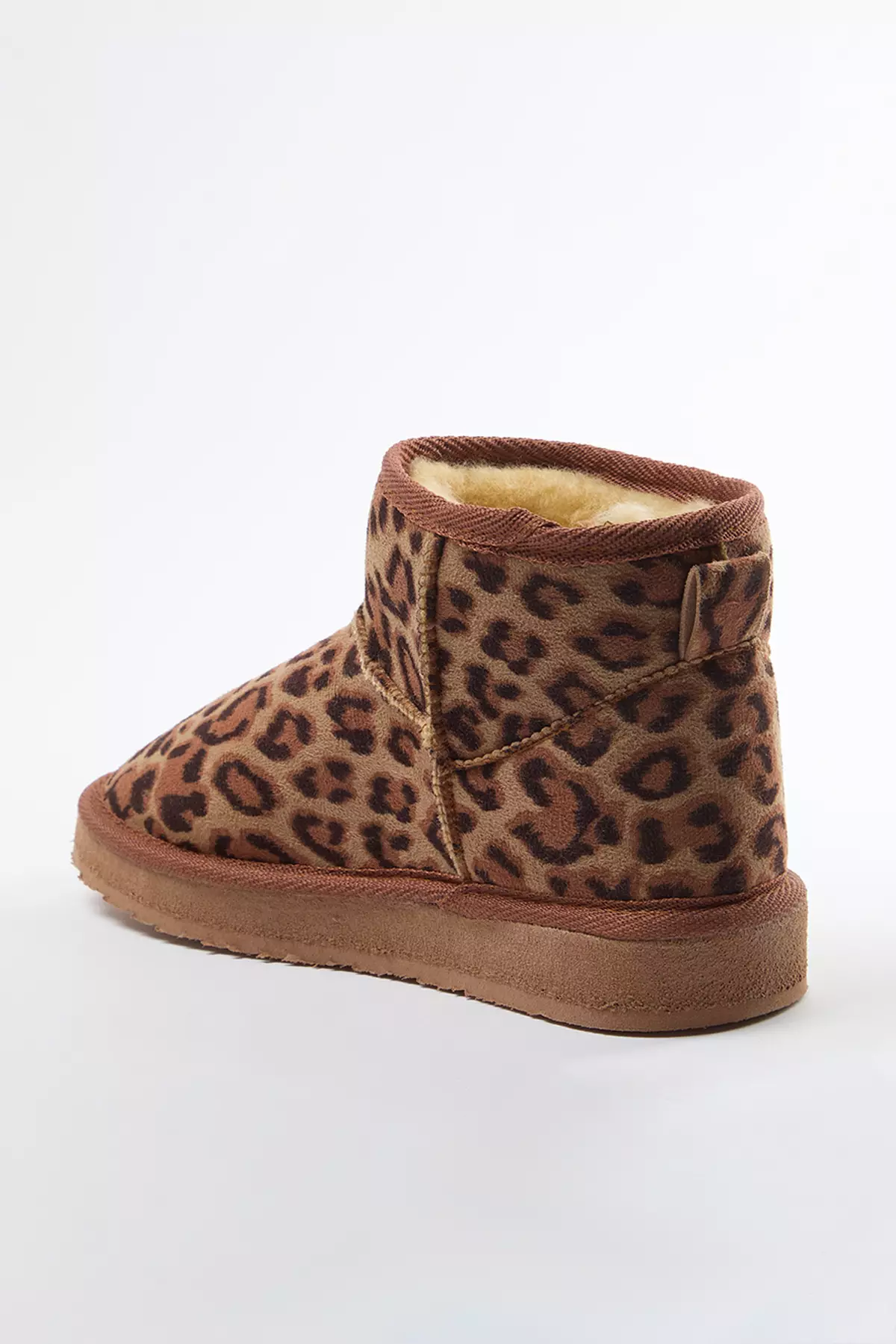 Leopard Print Fur Flatform Heeled Round Toe Women's Boots - Takaw25Bo00029