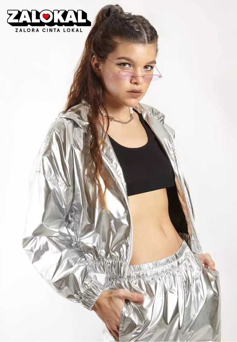 Jual Ocwa Studio OCWA STARLIGHT CROP SILVER LIMITED JACKET HOODIE