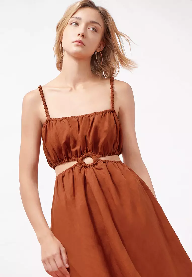 Strap Tube Bodice Cutout Midi Dress