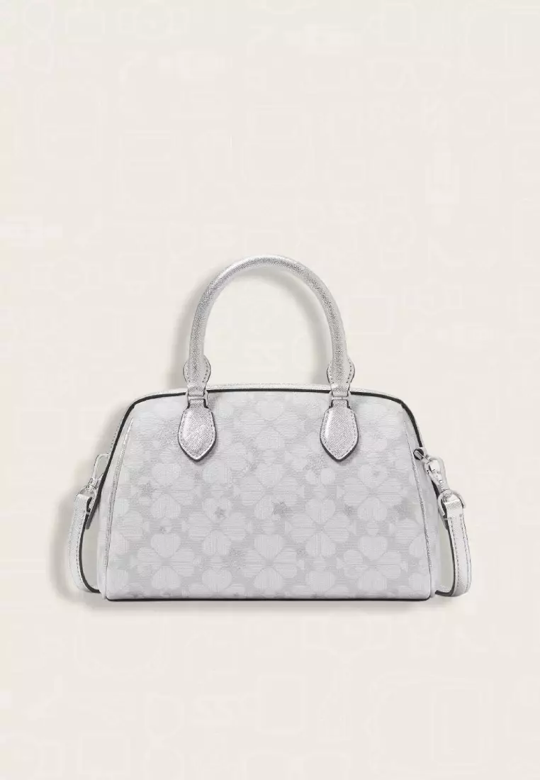 Kate Spade Spade Flower Star Toss Small Dolly Duffle Crossbody Platinum Grey Multi